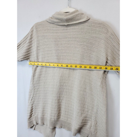 Ann Taylor Linen Blend Open Cardigan Women MP Lightweight Short Sleeve Beige - Picture 7 of 10